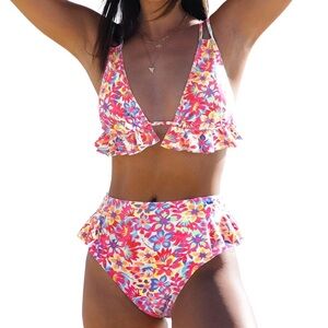 Floral Ruffle Bikini Set